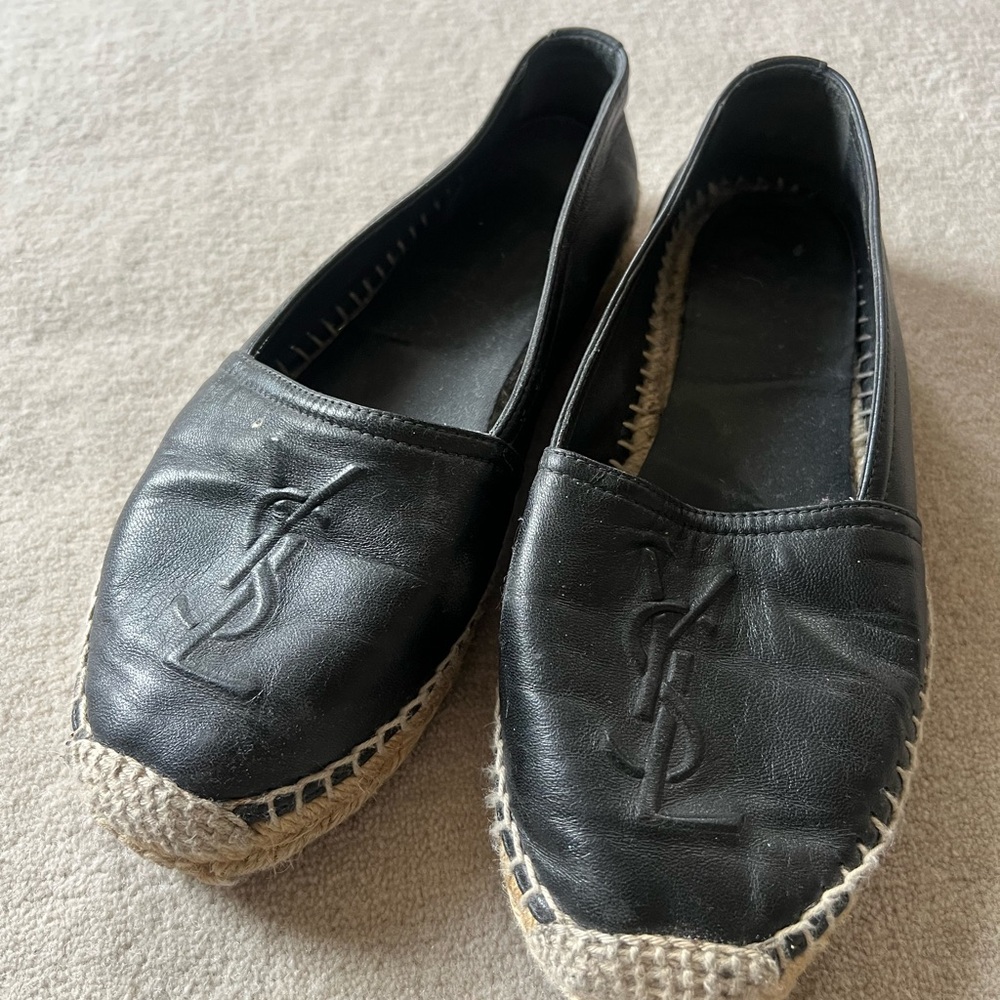 YSL Black Espadrille Flats